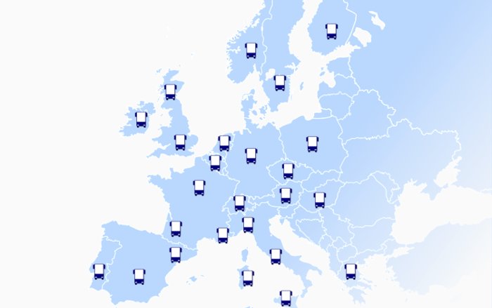 Europe Bus Reservation coverage zone for coach hire services